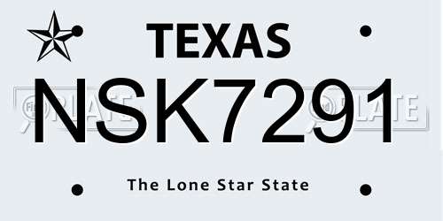 NSK7291 Texas License Plate