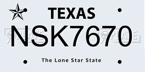 NSK7670 Texas License Plate