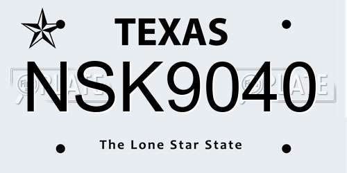 NSK9040 Texas License Plate