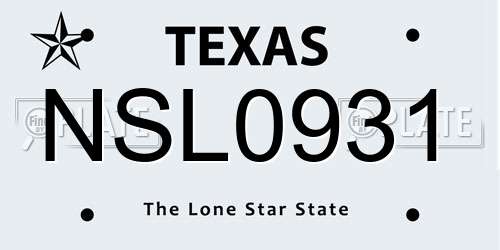 NSL0931 Texas License Plate