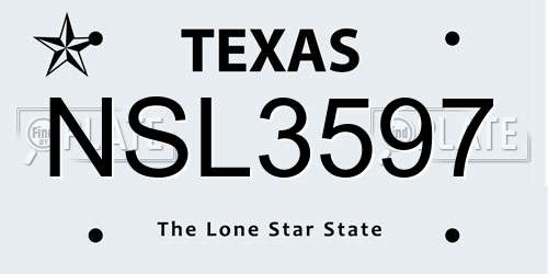 NSL3597 Texas License Plate