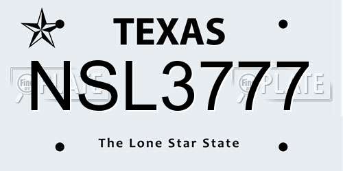 NSL3777 Texas License Plate