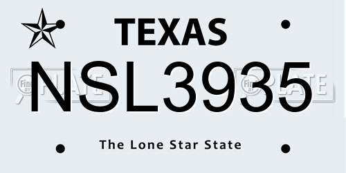 NSL3935 Texas License Plate