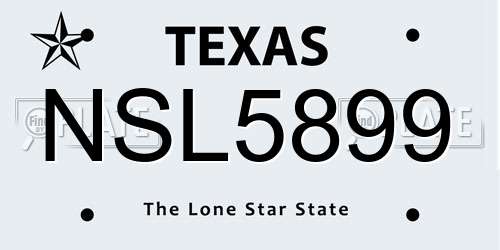 NSL5899 Texas License Plate