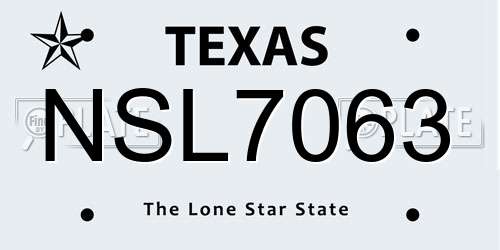 NSL7063 Texas License Plate