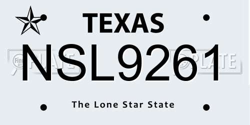NSL9261 Texas License Plate