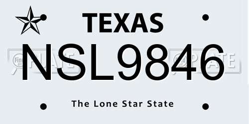NSL9846 Texas License Plate