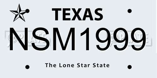 NSM1999 Texas License Plate