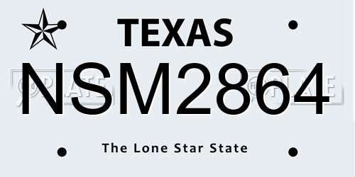 NSM2864 Texas License Plate