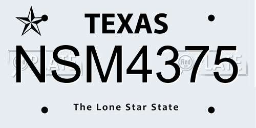 NSM4375 Texas License Plate
