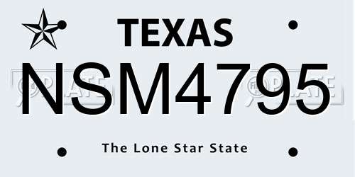 NSM4795 Texas License Plate