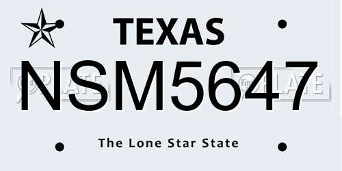 NSM5647 Texas License Plate