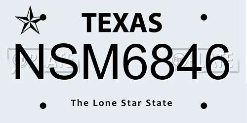 NSM6846 Texas License Plate