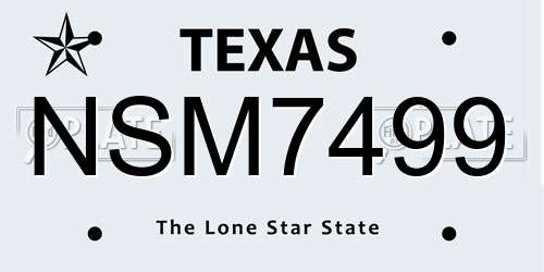 NSM7499 Texas License Plate