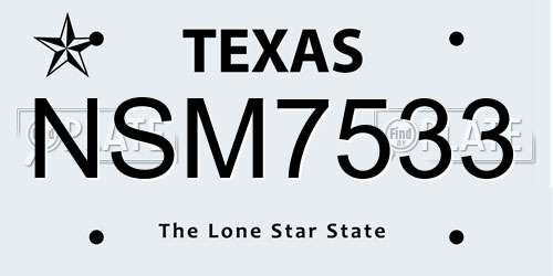 NSM7533 Texas License Plate