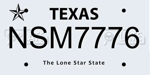 NSM7776 Texas License Plate