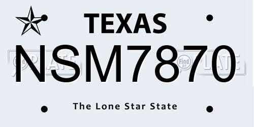 NSM7870 Texas License Plate