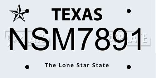 NSM7891 Texas License Plate