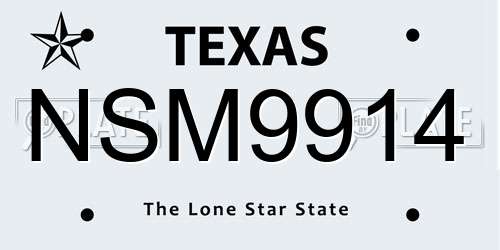 NSM9914 Texas License Plate