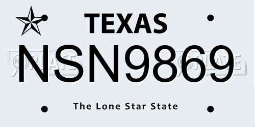 NSN9869 Texas License Plate