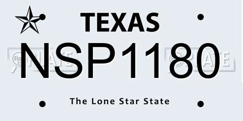 NSP1180 Texas License Plate