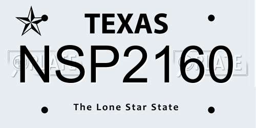 NSP2160 Texas License Plate