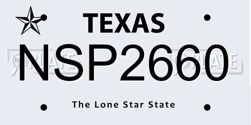 NSP2660 Texas License Plate