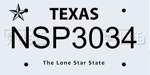 NSP3034 Texas License Plate