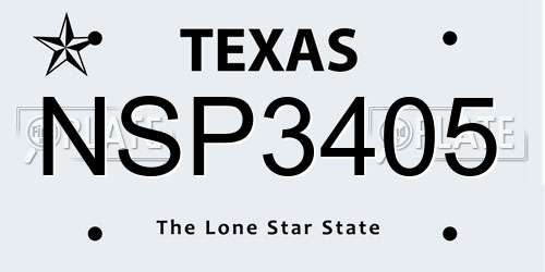 NSP3405 Texas License Plate