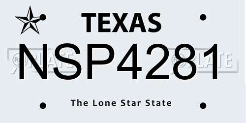 NSP4281 Texas License Plate