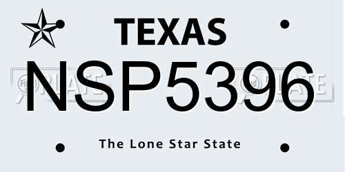 NSP5396 Texas License Plate