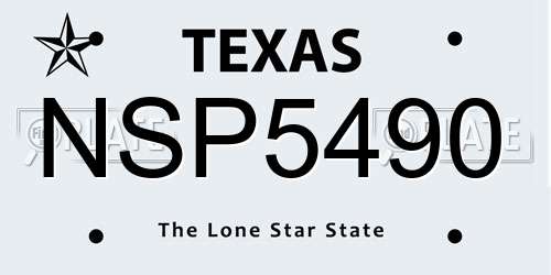 NSP5490 Texas License Plate