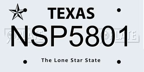 NSP5801 Texas License Plate