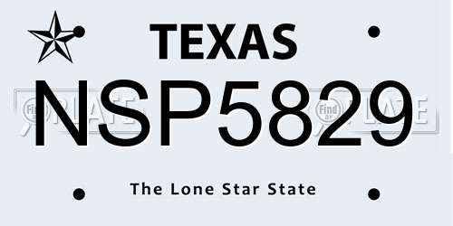 NSP5829 Texas License Plate