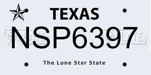 NSP6397 Texas License Plate