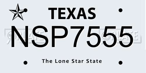 NSP7555 Texas License Plate