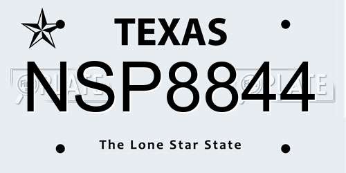 NSP8844 Texas License Plate