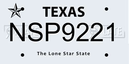 NSP9221 Texas License Plate