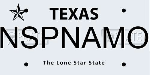 NSPNAMO Texas License Plate