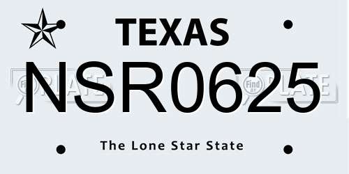NSR0625 Texas License Plate