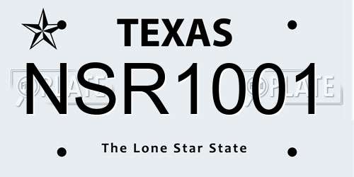 NSR1001 Texas License Plate