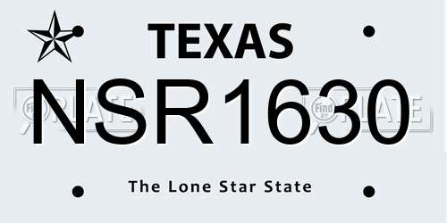 NSR1630 Texas License Plate