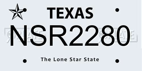 NSR2280 Texas License Plate