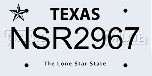 NSR2967 Texas License Plate