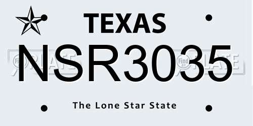 NSR3035 Texas License Plate