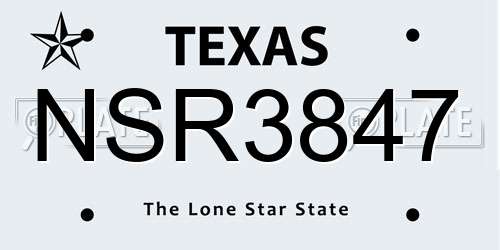 NSR3847 Texas License Plate