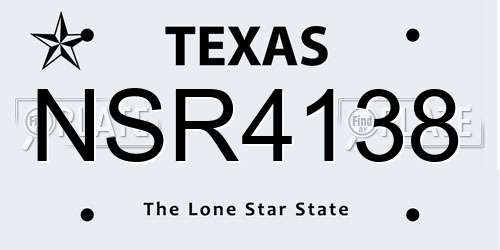 NSR4138 Texas License Plate