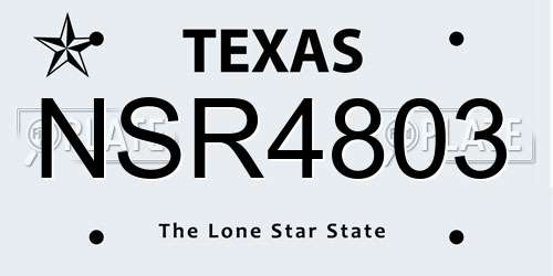 NSR4803 Texas License Plate