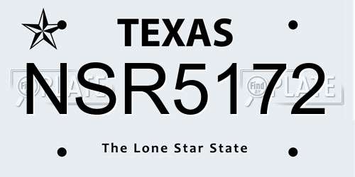NSR5172 Texas License Plate