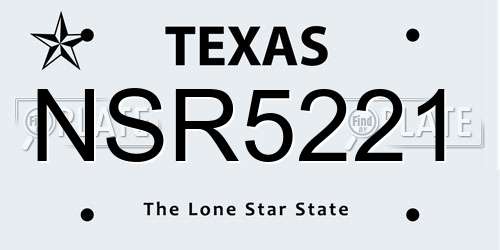 NSR5221 Texas License Plate